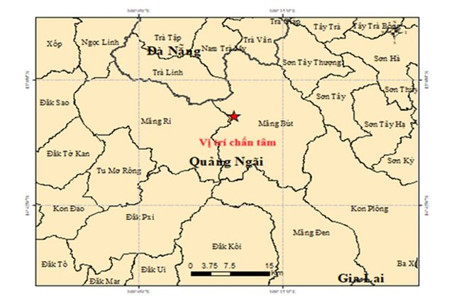 Sau 7 trận động đất ngày hôm qua, Quảng Ngãi lại hứng thêm động đất 3.2 độ